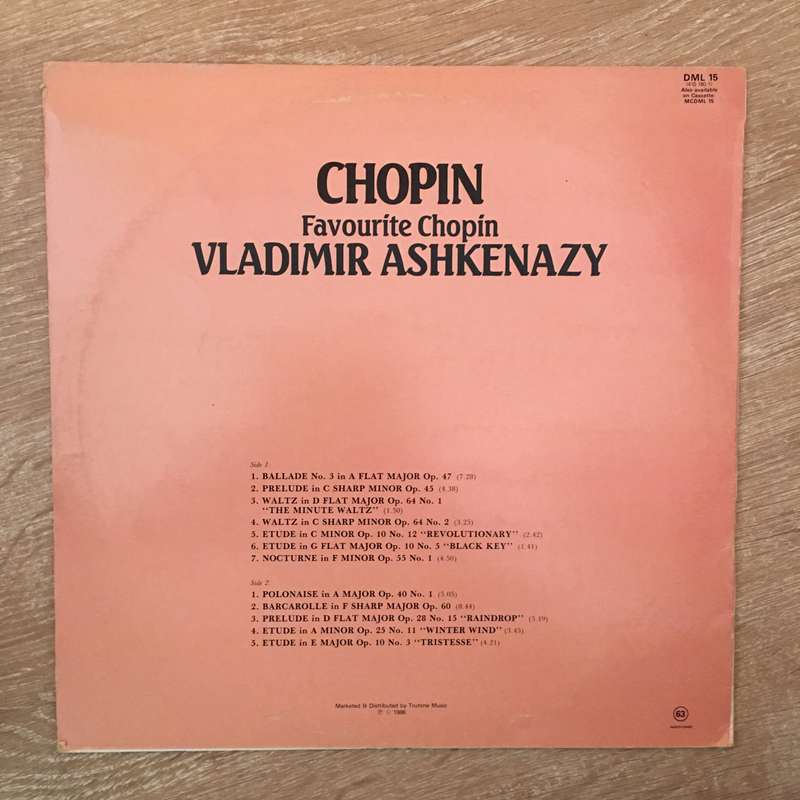 Valdimir Ashkenazy - Chopin - Master Collection  - Vinyl LP Record - Opened  - Very-Good- Quality...