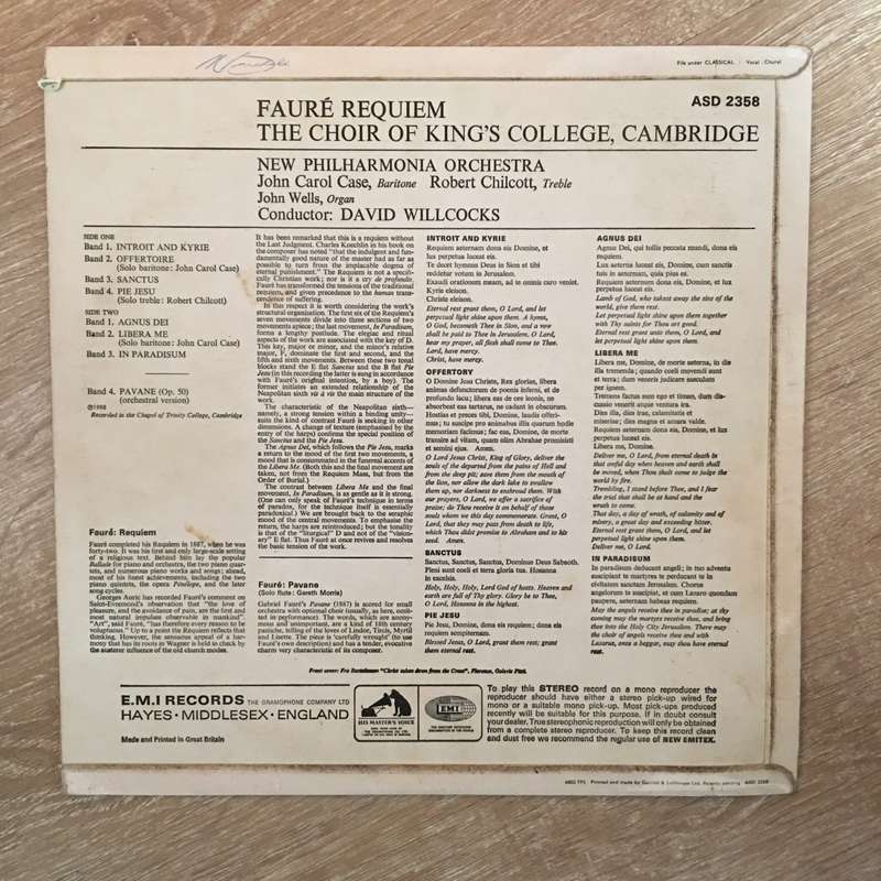 Fauré - Choir Of King's College / David Willcocks / John Carol Case / Robert Chilcott / John Wel...