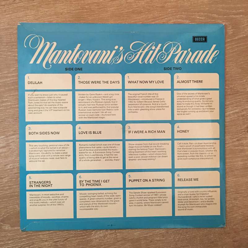 Mantovani's Hit Parade -  Vinyl LP Record - Opened  - Very-Good Quality (VG)