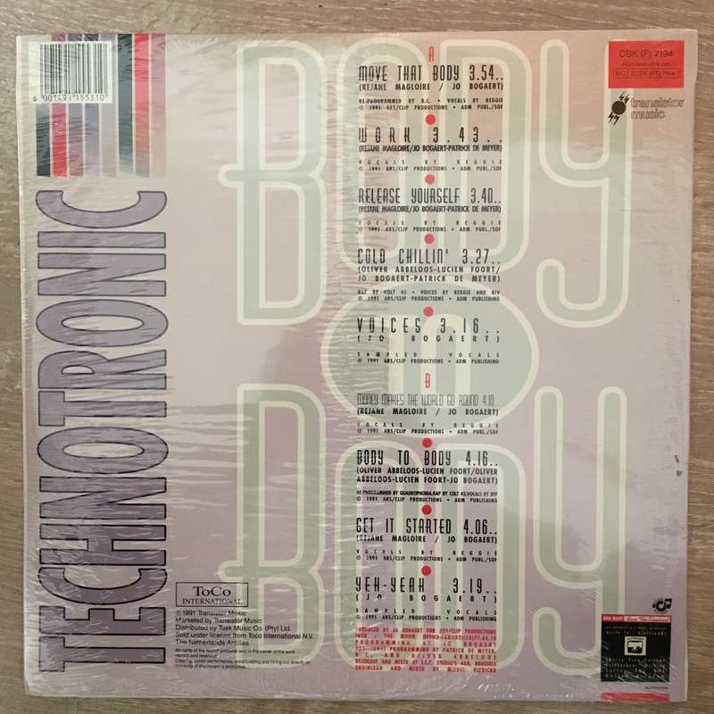 Technotronic - Body to Body - Vinyl LP Record - Sealed