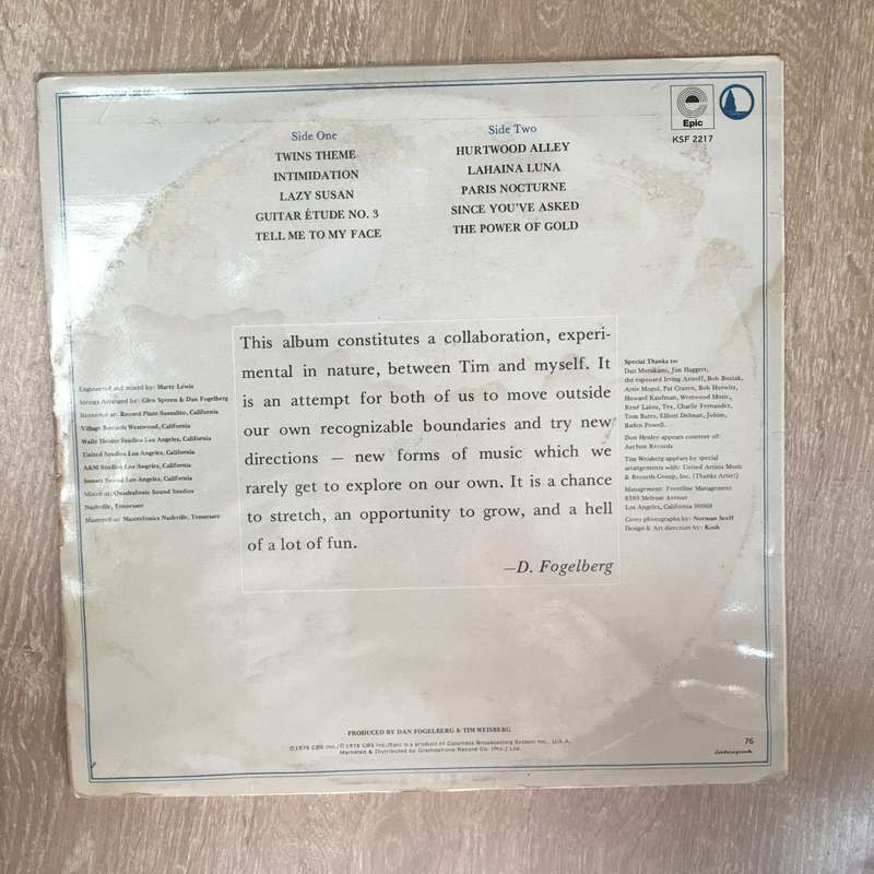 Dan Fogelberg and Tim Weisberg - Twin Sons Of Different Mothers - Vinyl LP Record - Opened  - Ver...