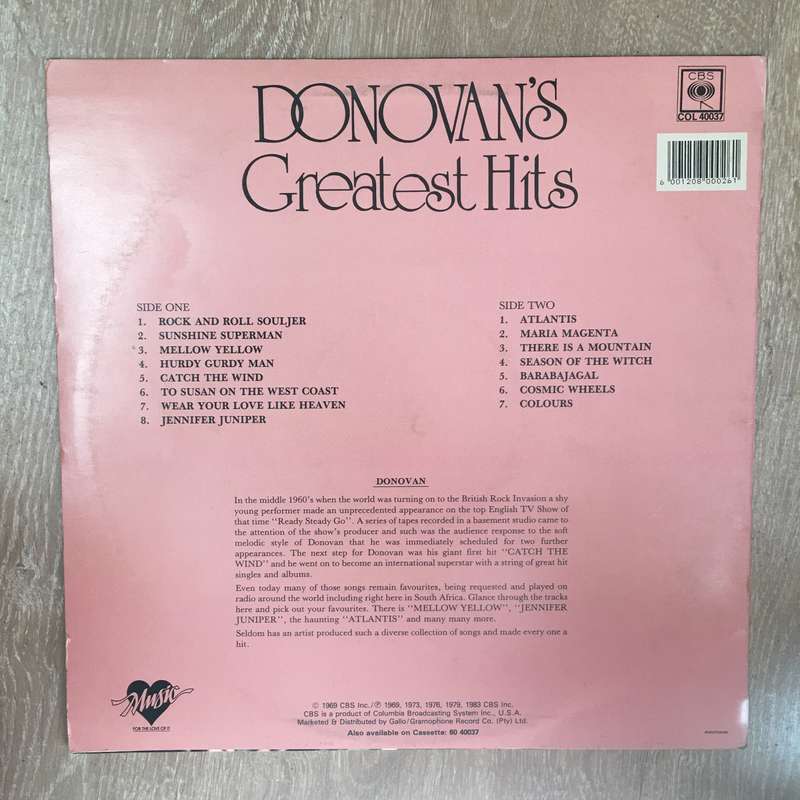 Donovan - Donovan's Greatest Hits - Vinyl LP Record - Very-Good+ Quality (VG+)