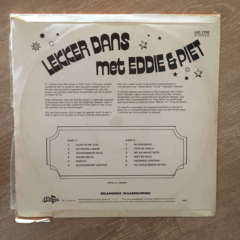 Lekker Dans Met Eddie En Piet - Vinyl LP Record - Opened  - Very-Good Quality (VG)