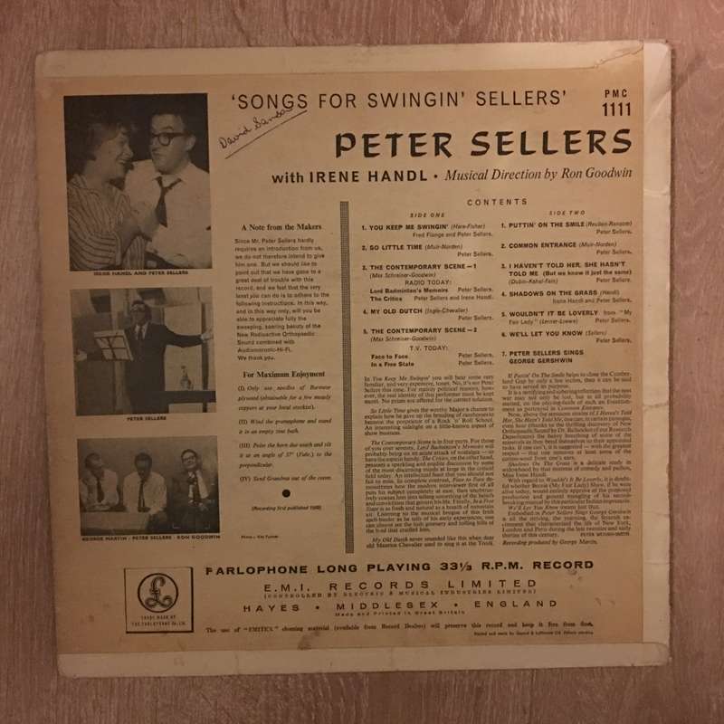 Peter Sellers - Songs For Swinging Sellers - Vinyl LP Record - Opened  - Very-Good- Quality (VG-)