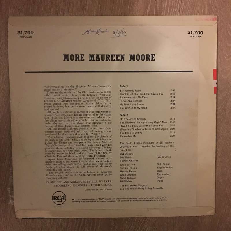 More Maureen Moore -  Vinyl LP Record - Opened  - Very-Good+ Quality (VG+)
