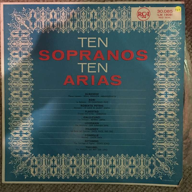 Ten Sopranos - Ten Arias - Vinyl LP Record  - Opened  - Very-Good+ Quality (VG+)