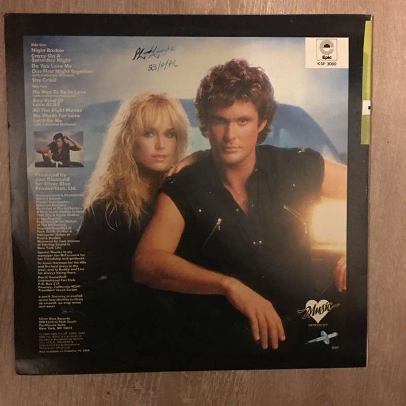 David Hasselhoff - Night Rocker -  Vinyl LP Record - Opened  - Very-Good+ Quality (VG+)