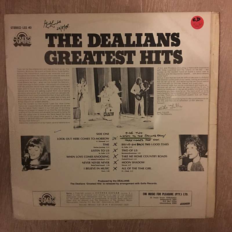The Dealians Greatest Hits - Vinyl LP Record - Opened  - Good+ Quality (G+)