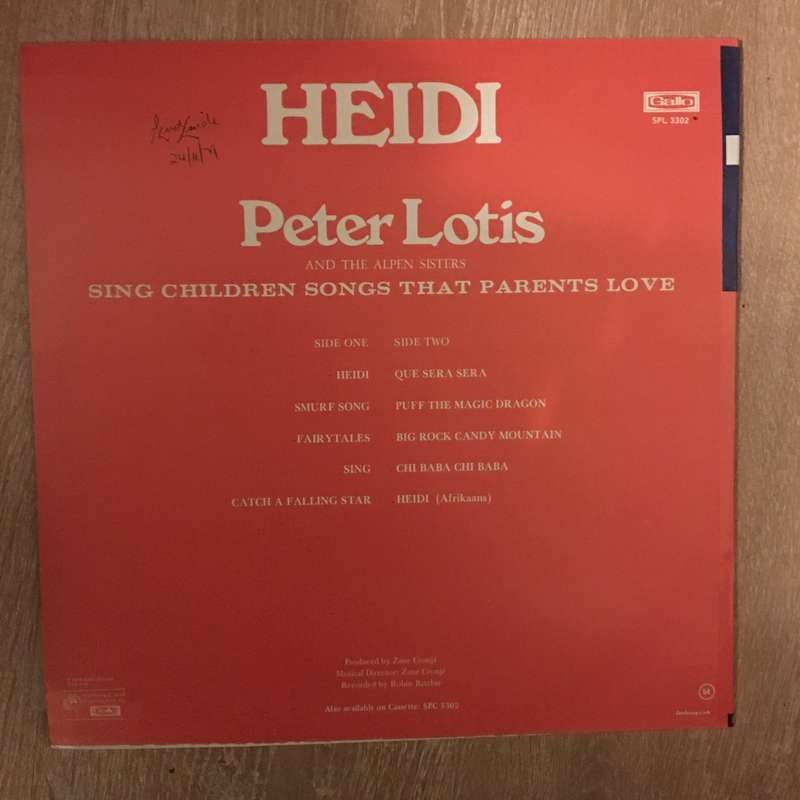 Peter Lotis - Heidi - Vinyl LP Record - Opened  - Very-Good+ Quality (VG+)