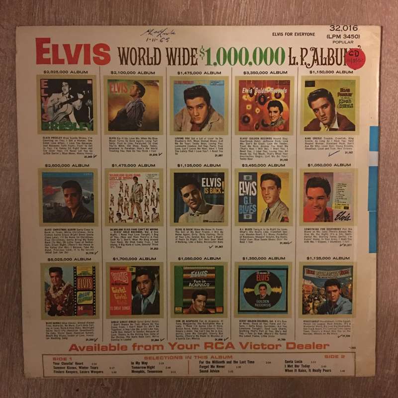 Elvis Presley - Elvis For Everyone - Vinyl LP Record - Opened  - Very-Good+ Quality (VG+)