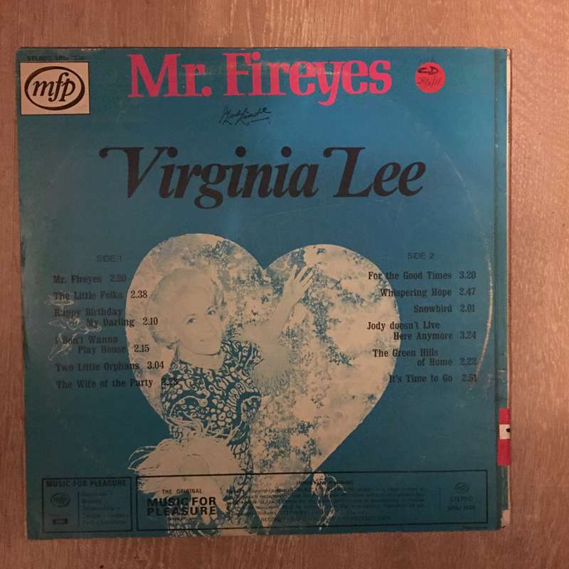 Virgina Lee - Mr Fire Eyes - Vinyl LP Record - Opened  - Good+ Quality (G+)