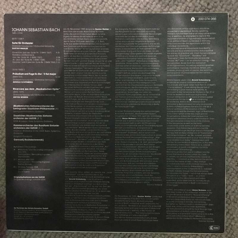 Gennadij Roshdestwenskij, Bach, Mahler, Schoenberg, Webern  - Vinyl LP Record  - Opened  - Ver...