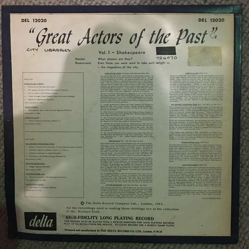 Doctors Of The Past - Shakespeare Vol 1 - Vinyl LP Record - Opened  - Very-Good- Quality (VG-)