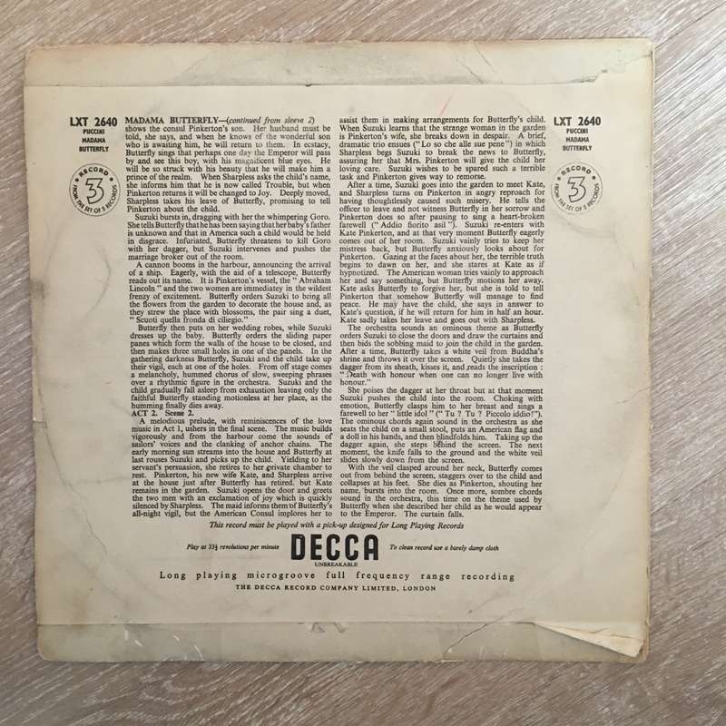 Madama Butterfly - Renata Tibaldi - Vinyl LP Record - Opened  - Good Quality (G)