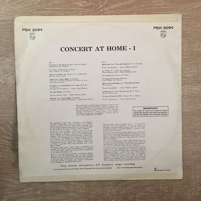 Concert At Home -  Vinyl LP Record - Opened  - Good+ Quality (G+)