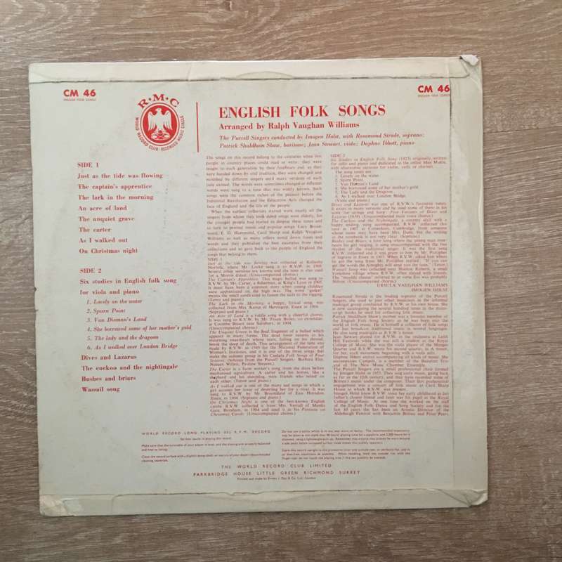 English Folk Songs - Vinyl LP Record - Opened  - Very-Good Quality (VG)