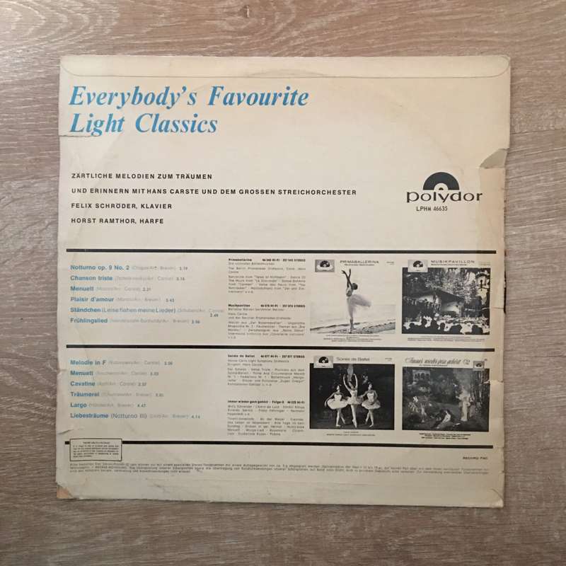 Everybody's Favourite Light Classics - Vinyl LP Record - Opened  - Very-Good Quality (VG)