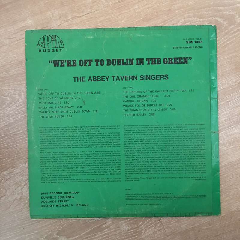 The Abbey Tavern Singers - We're Off To Dublin In The Green - Vinyl LP Record - Opened  - Good Qu...