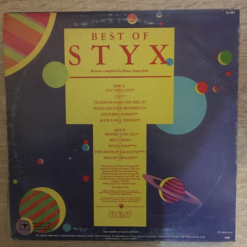 Styx - Best of Styx - Vinyl LP Record - Opened  - Very-Good- Quality (VG-)