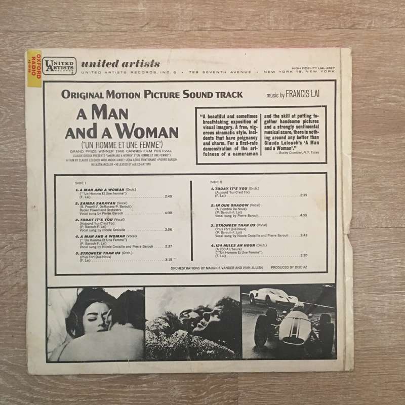 A Man and A Woman - Original Motion Picture Soundtrack -  Vinyl LP Record - Opened  - Good+ Quali...
