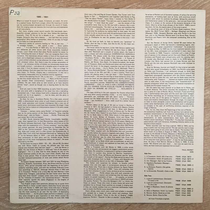 Aureliano Pertile - Operatic Recitals  -  Vinyl LP Record - Opened  - Very-Good+ Quality (VG+)