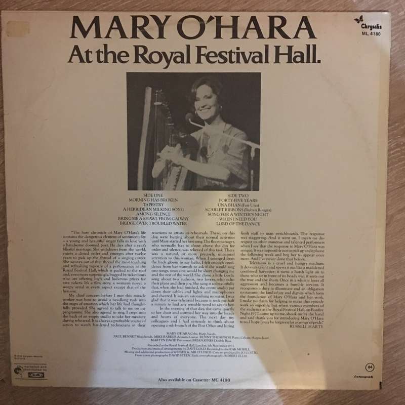 Mary O'Hara  At The Royal Festival Hall - Vinyl LP Record  - Opened  - Very-Good+ Quality (...