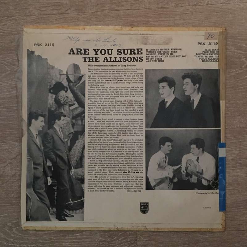 The Allisons - Are You Sure - Vinyl LP Record - Opened  - Very-Good Quality (VG)