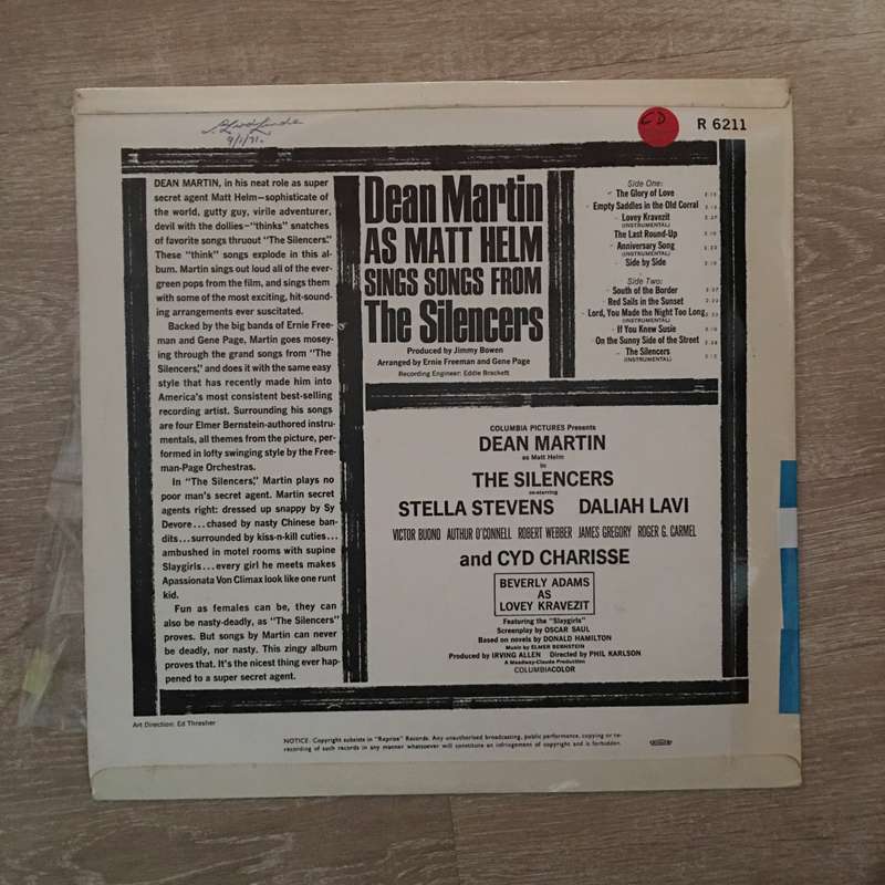 Dean Martin - The Silencers  - Vinyl LP Record - Very-Good+ Quality (VG+)