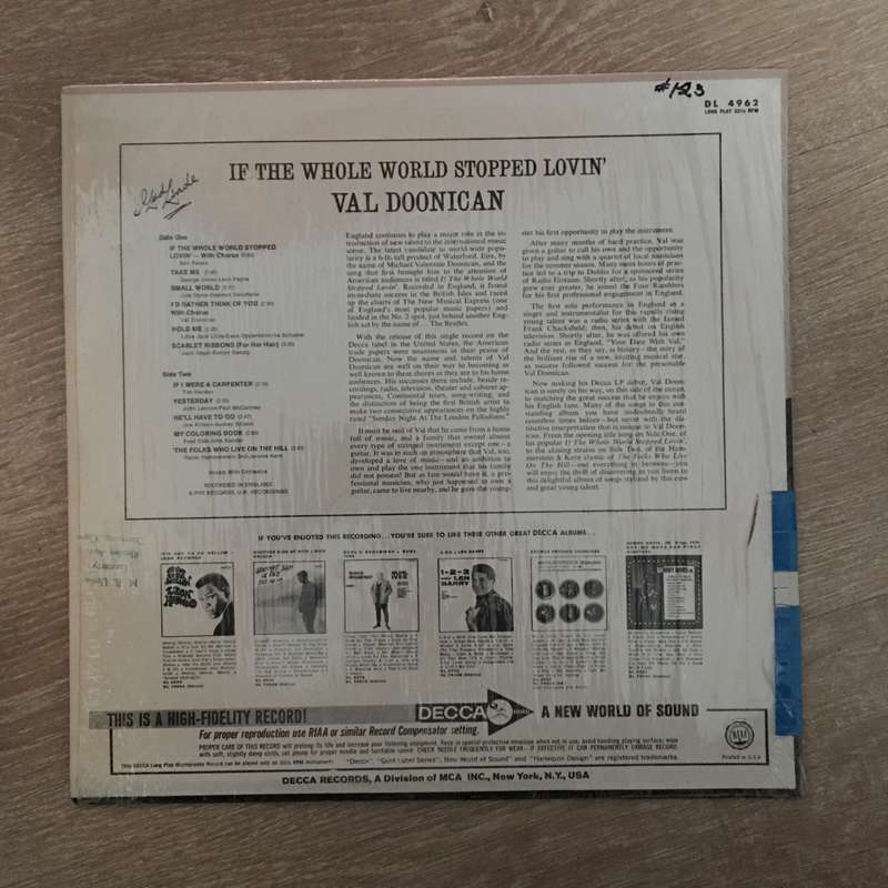 Val Doonican - If The Whole World Stopped Lovin' - Vinyl LP Record - Opened  - Very-Good+ Quality...