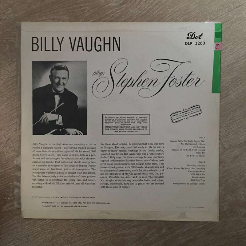 Billy Vaughn Plays Stephen Foster - Vinyl LP Record - Opened  - Very-Good+ Quality (VG+)