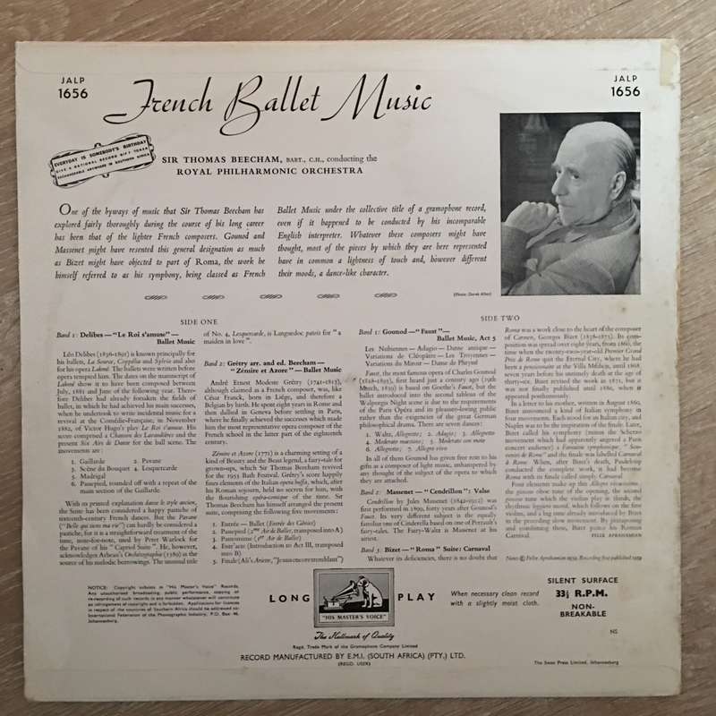 Sir Thomas Beecham, The Royal Philharmonic Orchestra  French Ballet Music - Vinyl LP Record...