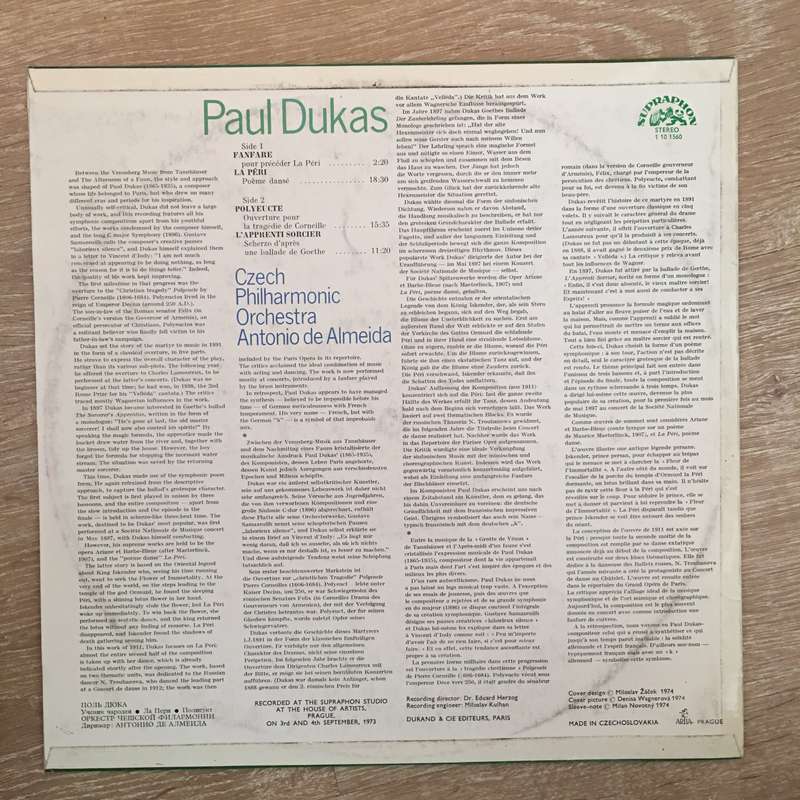 Paul Dukas, Czech Philharmonic Orchestra, Antonio De Almeida  L'Apprenti Sorcier / La Péri...