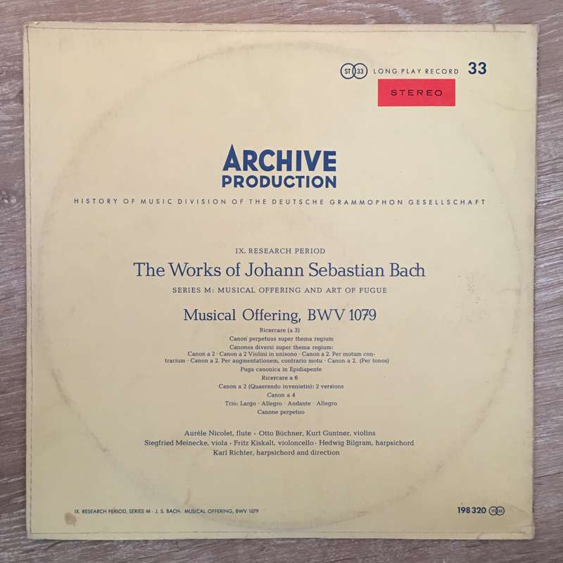Johann Sebastian Bach  Musikalisches Opfer BWV 1079 - Vinyl LP Record - Opened  - Very-G...