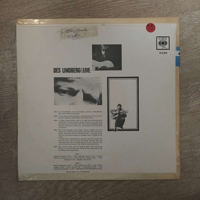 Des Lindberg - Live - Vinyl LP Record - Very-Good Quality (VG)