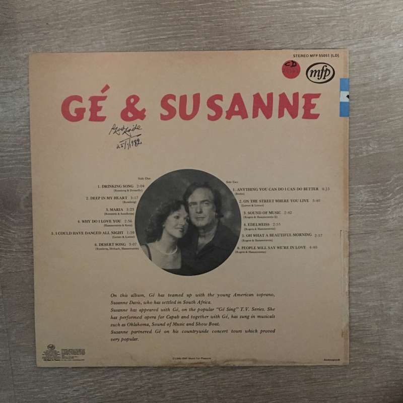 Ge and Susanne from the Great Musicals - Vinyl LP Record - Opened  - Very-Good+ Quality (VG+)
