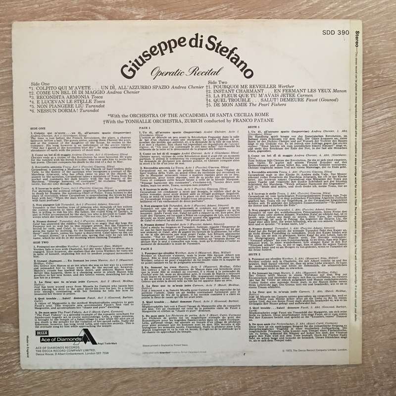 Giuseppe di Stefano  Operatic Recital - Vinyl LP Record - Opened  - Very-Good+ Quality (...