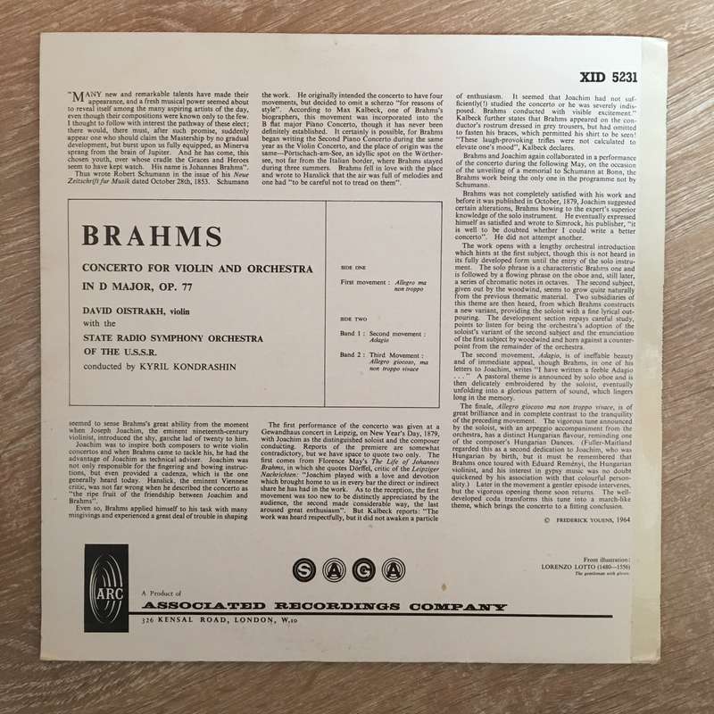 Brahms, David Oistrakh, The State Radio Symphony Orchestra Of The U.S.S.R., Kyril Kondrashin ...