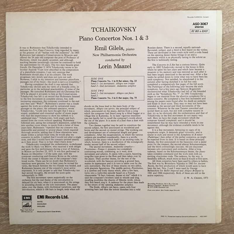 Tchaikovsky / Emil Gilels / New Philharmonia Orchestra / Lorin Maazel  Piano Concertos: No....