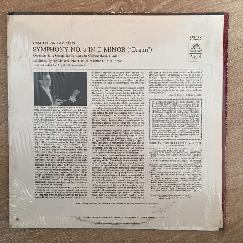 Saint-Saëns, The Paris Conservatoire Orchestra, Maurice Duruflé, Georges Prêtre  Symphon...