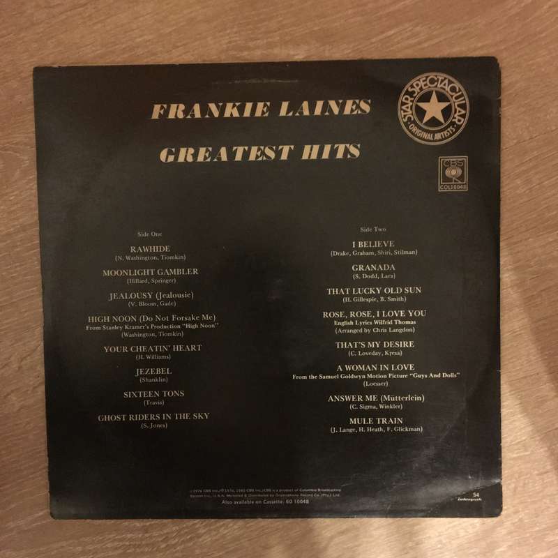 Frankie Laine's Greatest Hits - Vinyl LP Record - Opened  - Very-Good+ Quality (VG+)