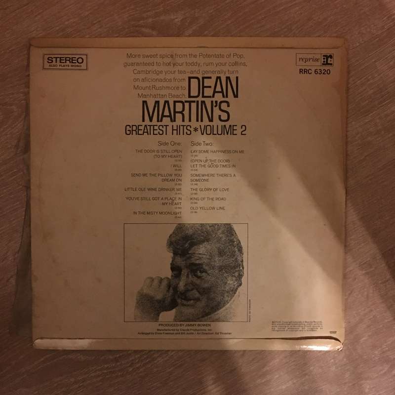 Dean Martin's Greatest Hits Volume 2 - Vinyl LP Record - Opened  - Very-Good Quality (VG)