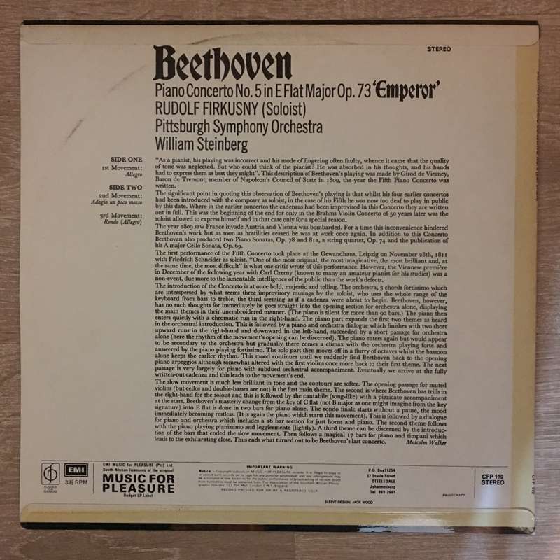 Beethoven, Rudolf Firkušný, William Steinberg Conducting The Pittsburgh Symphony Orchestra ...