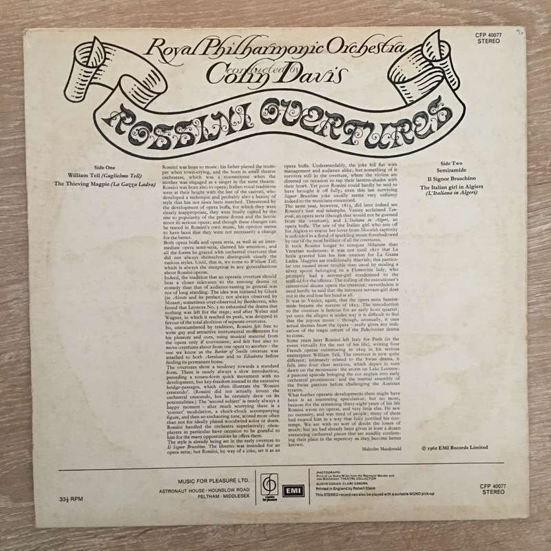 Rossini - Royal Philharmonic Orchestra / Colin Davis  Rossini Overtures - Vinyl Record - Op...