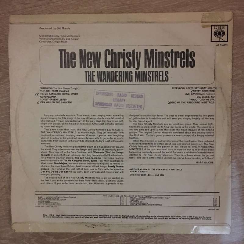 The New Christy Minstrels  The Wandering Minstrels - Vinyl LP Record - Opened  - Very-Good-...