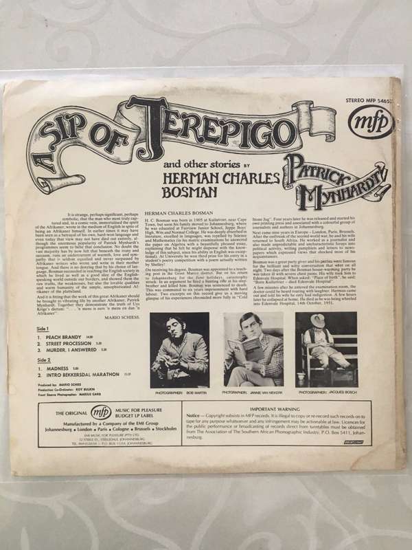 Patrick Mynhardt - Herman Charles Bosman - A Sip of Terepigo  - Vinyl LP - Opened  - Very-Good+ Q...