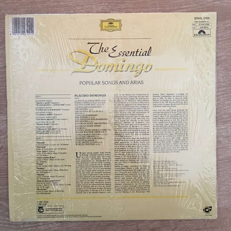 Placido Domingo  The Essential Domingo Popular Songs And Arias - Vinyl Record - Very-Good+ ...