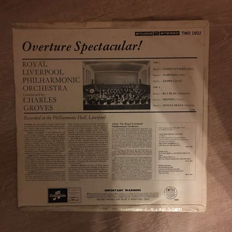 Charles Groves - Overture Spectacular - Vinyl LP Record - Opened  - Very-Good Quality (VG)