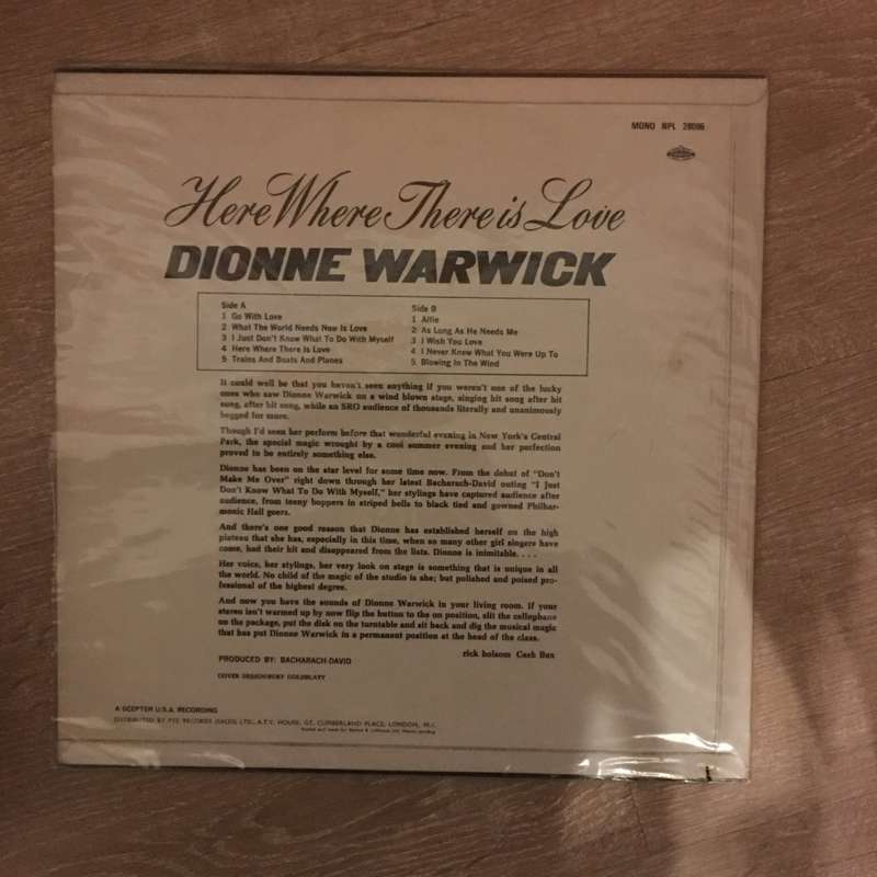 Dionne Warwick - Here Where There Is Love - Vinyl LP Record - Opened  - Very-Good+ Quality (VG+)