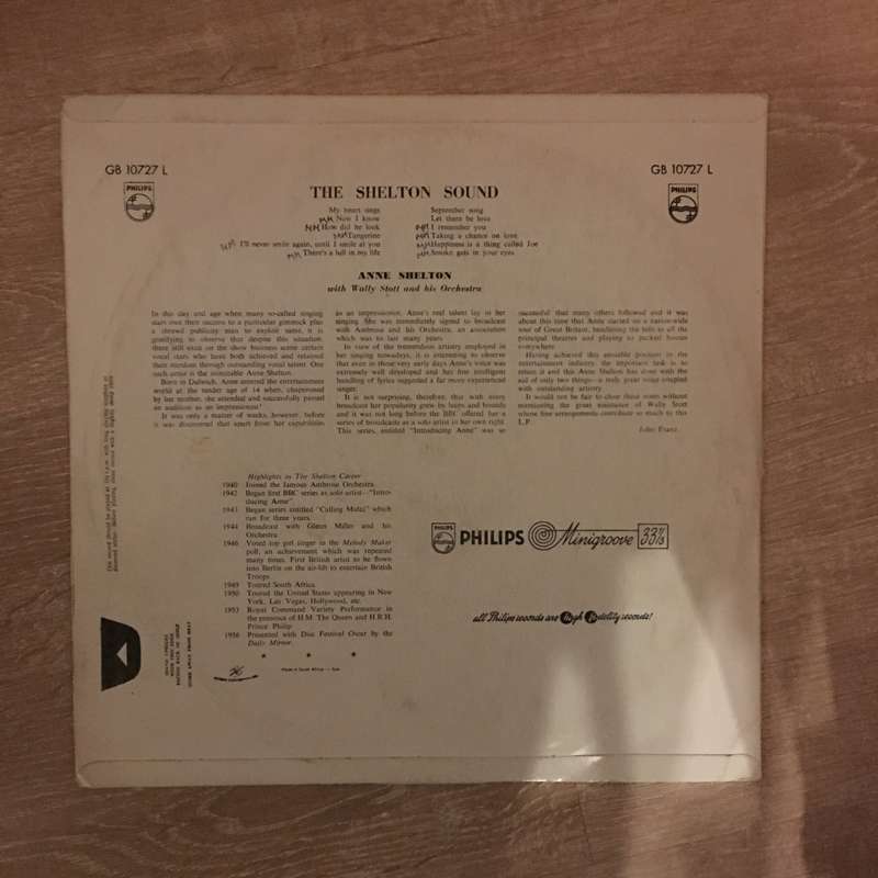 Anne Shelton  The Shelton Sound - Vinyl LP Record - Opened  - Very-Good+ Quality (VG+)