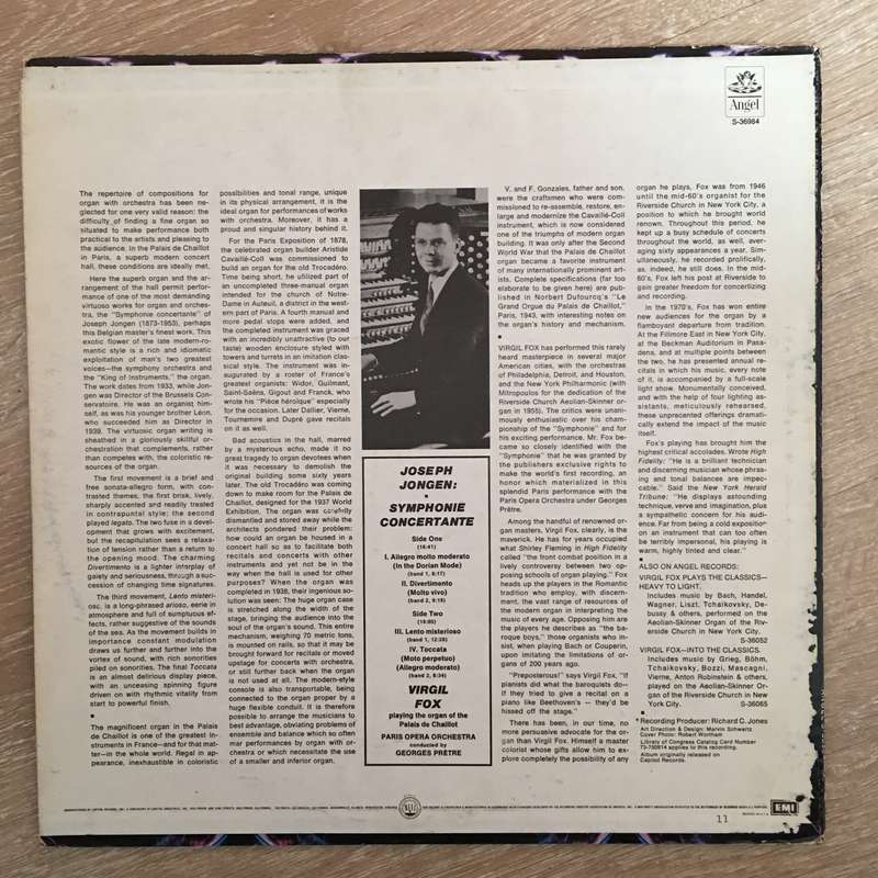 Virgil Fox  Symphonie Concertante - Vinyl Record - Opened  - Very-Good+ Quality (VG+)